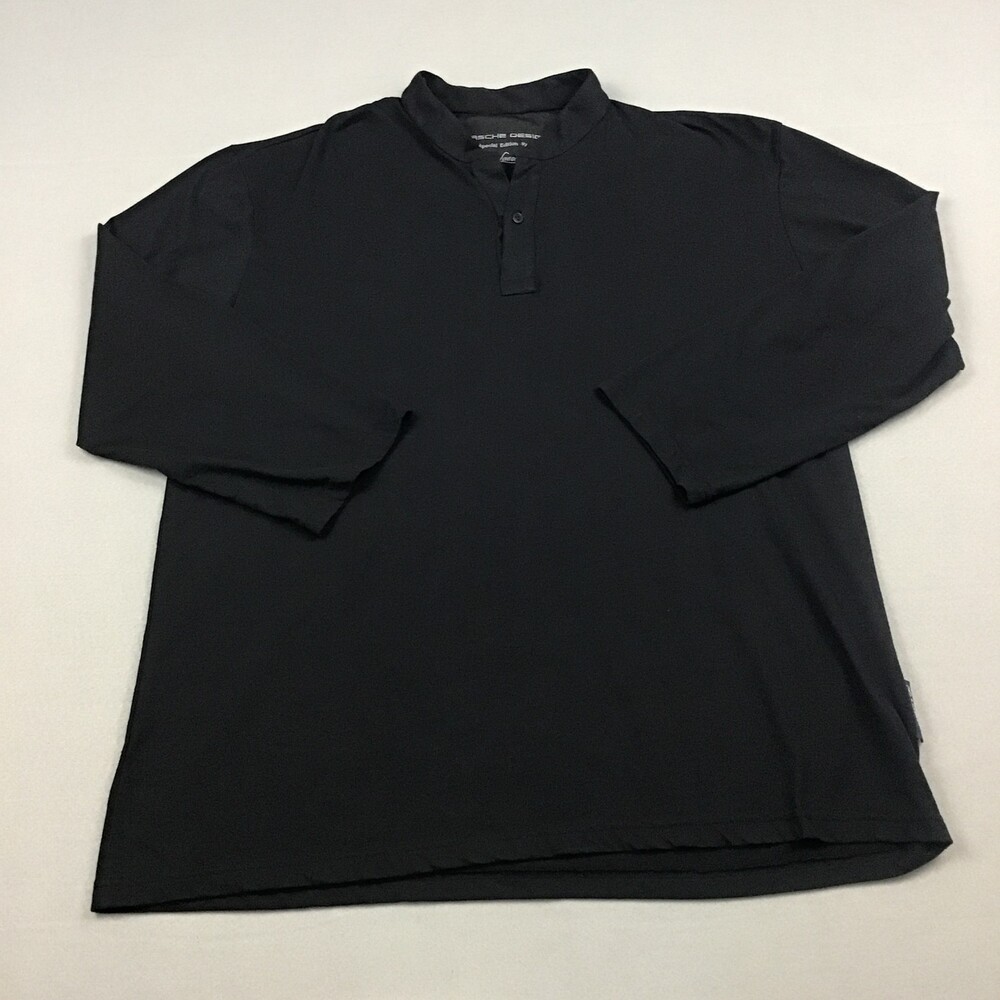 Porsche Design Shirt Men Extra Large Black Henley Van Laack Lufthansa Driving XL